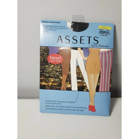 Assets by Sara Blakely Spanx Perfect Bodyshaping Pantyhose Black Size 2 New - Picture 2 of 3